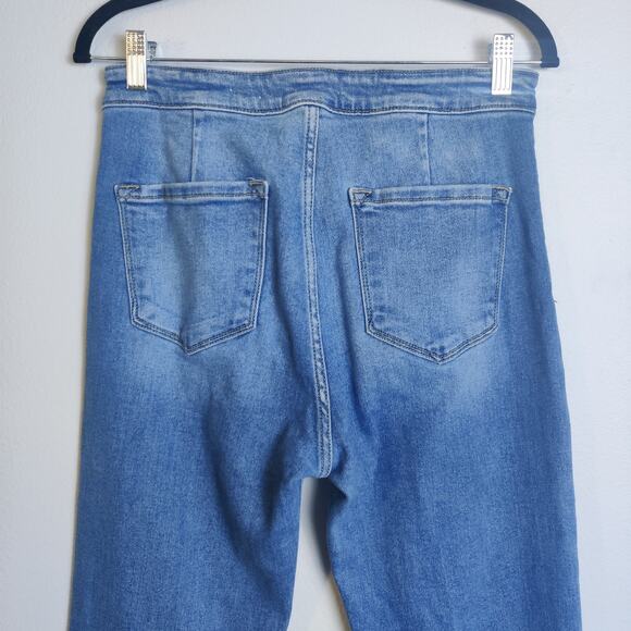 Kancan Ultra High Rise Extreme Flare Boho Jeans 29 Raw Hem Vintage Wash - Picture 6 of 13